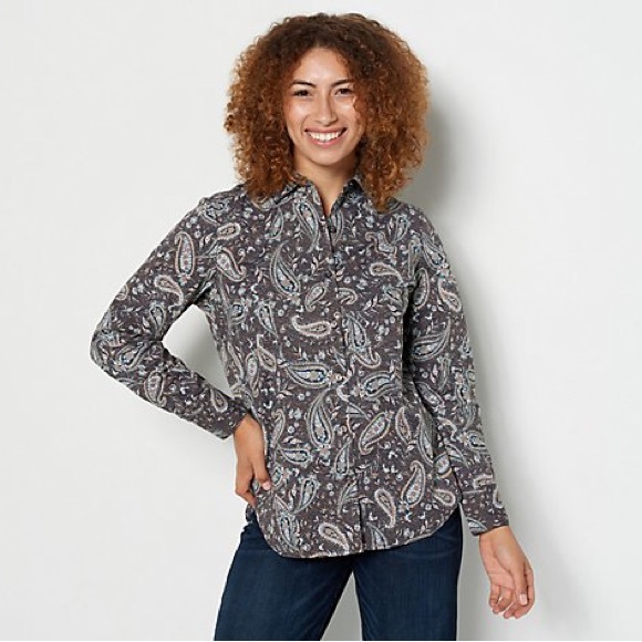 Denim & Co. Printed Stretch Poplin Curved Hem Tunic A460285 - Picture 6 of 6